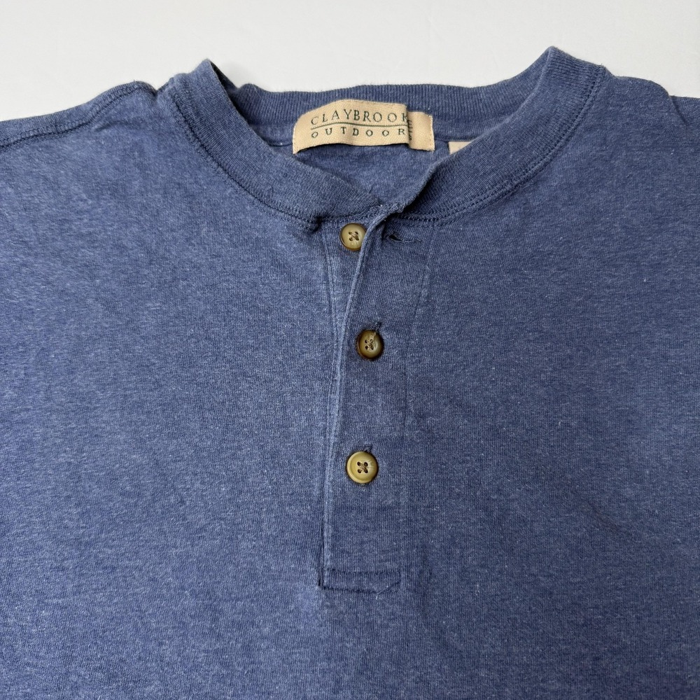 Claybrooke Henley Shirt Men sz M Blue 3-Button Short‎ Sleeve - Picture 2 of 5